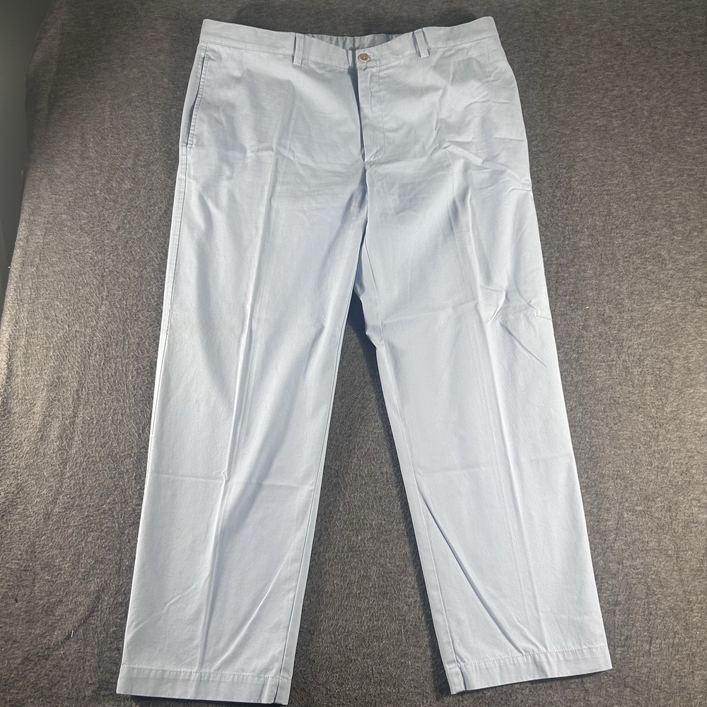 Roundtree And Yorke Baby Blue Pants Mens 42x30 Cotton Straight Leg Office Preppy